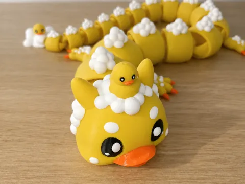 Adorno temático: Rubber Duck Dragon + Bubbles -NEW Flexi Design! — referencia de MakerWorld