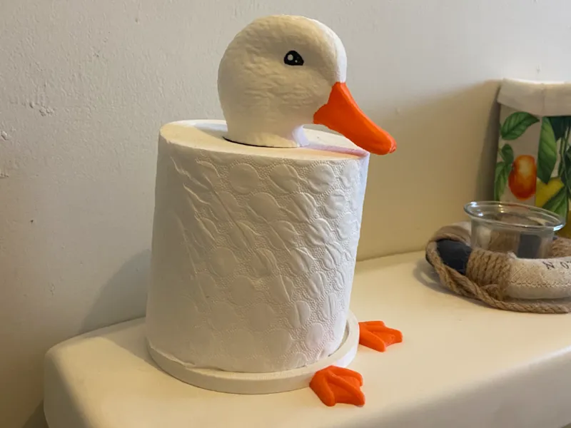 Painted Duck Toilet Paper Holder