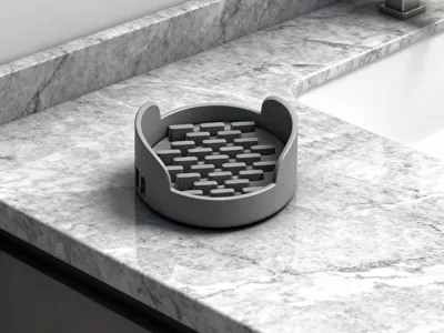 Round Soap Dish for Round Soap (One-way Slide Drain)