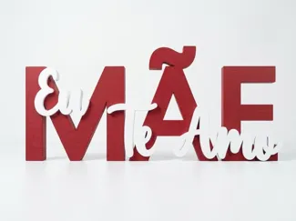 Letreiro de Mesa Elegante "MÃE Eu Te Amo"