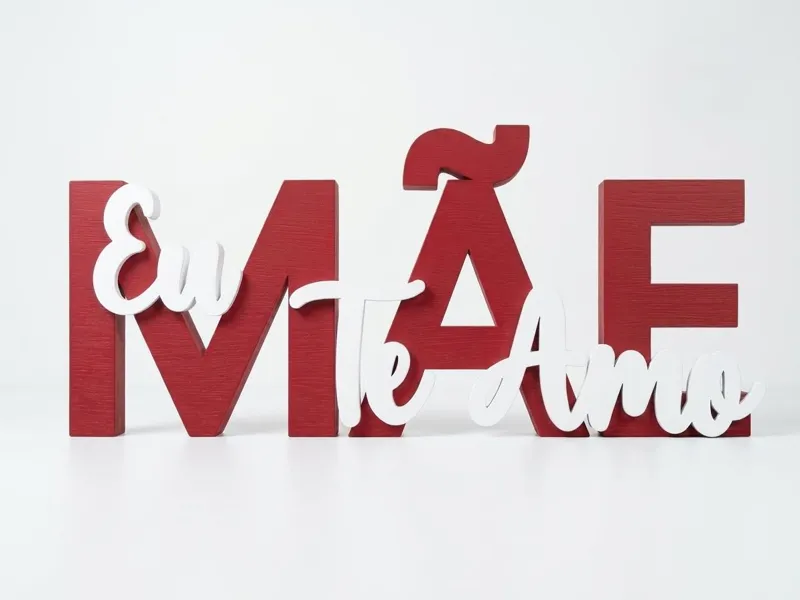 Letreiro de Mesa Elegante "MÃE Eu Te Amo"