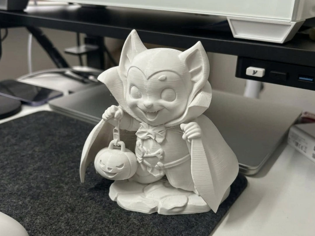 Cute Vampire Cat with Pumpkin | Spooky Chibi