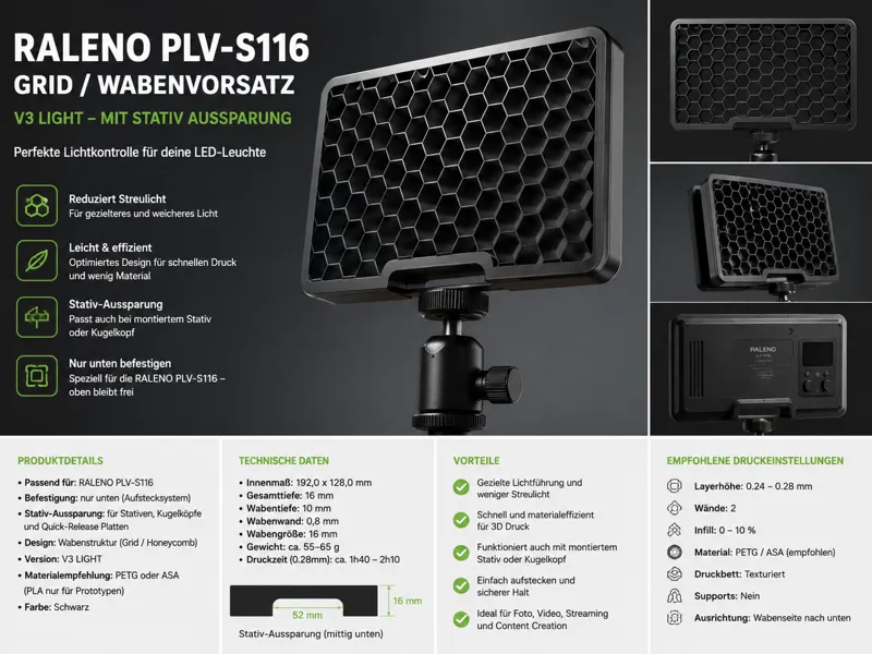 RALENO PLV-S116 Honeycomb Grid  
