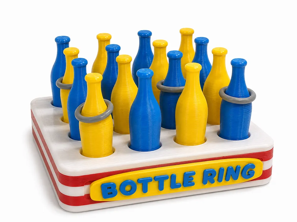 Letrero o emblema decorativo: Bottle Ring Toss. Referencia del modelo original.