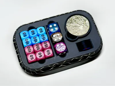 Mini Tin Insert - 3 Big Coins, 6 Tokens, Dice