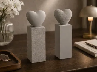 Minimalist Heart Sculpture - Dual Texture Edition