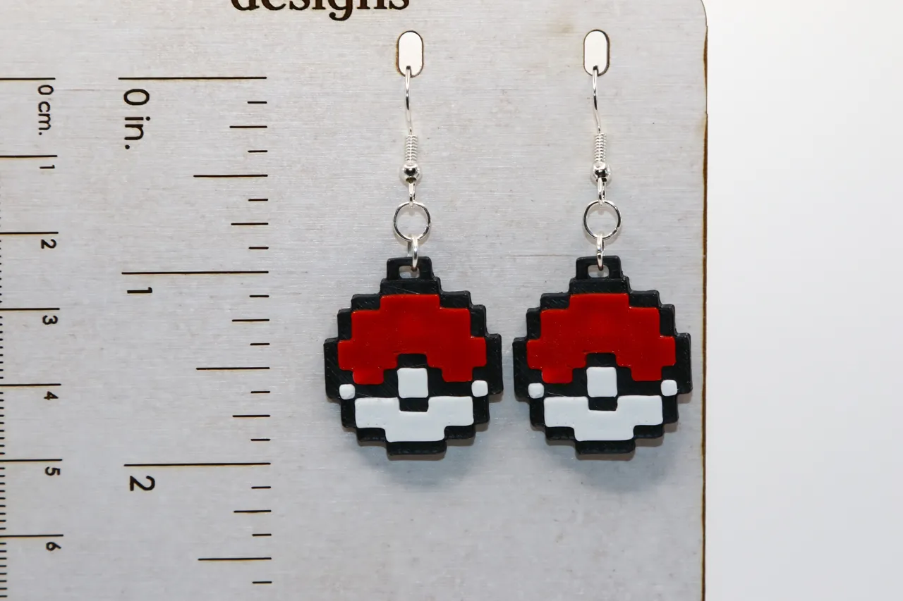 Pixel Pokeball Earrings view 2
