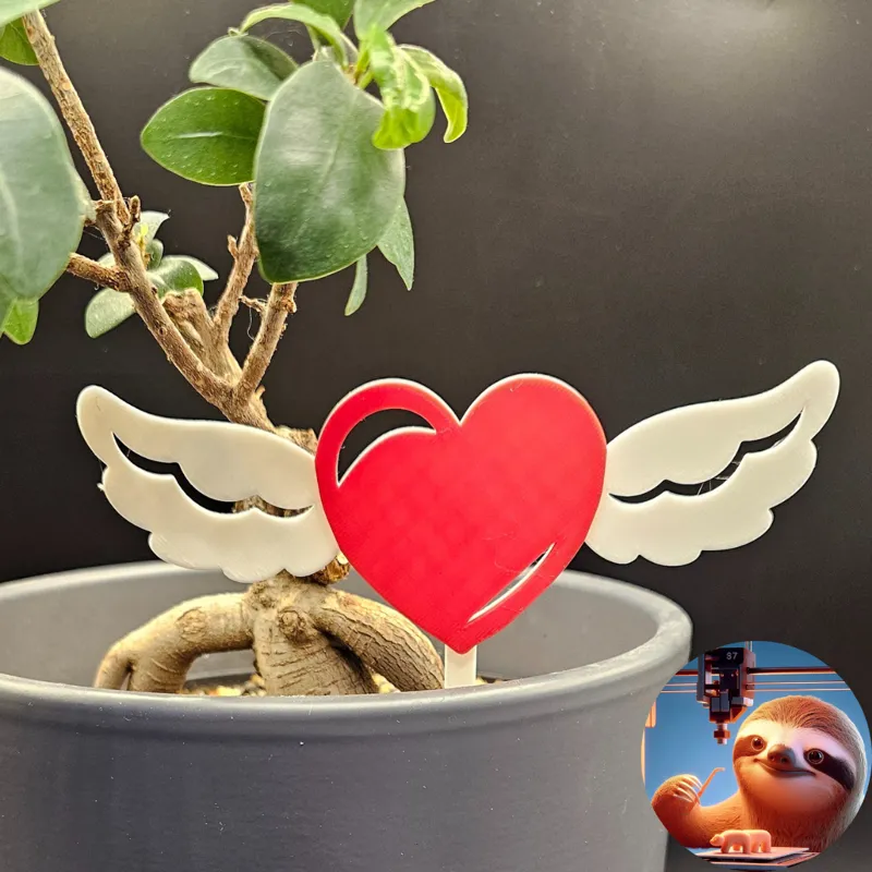 Valentine flower tag - HEART WINGS