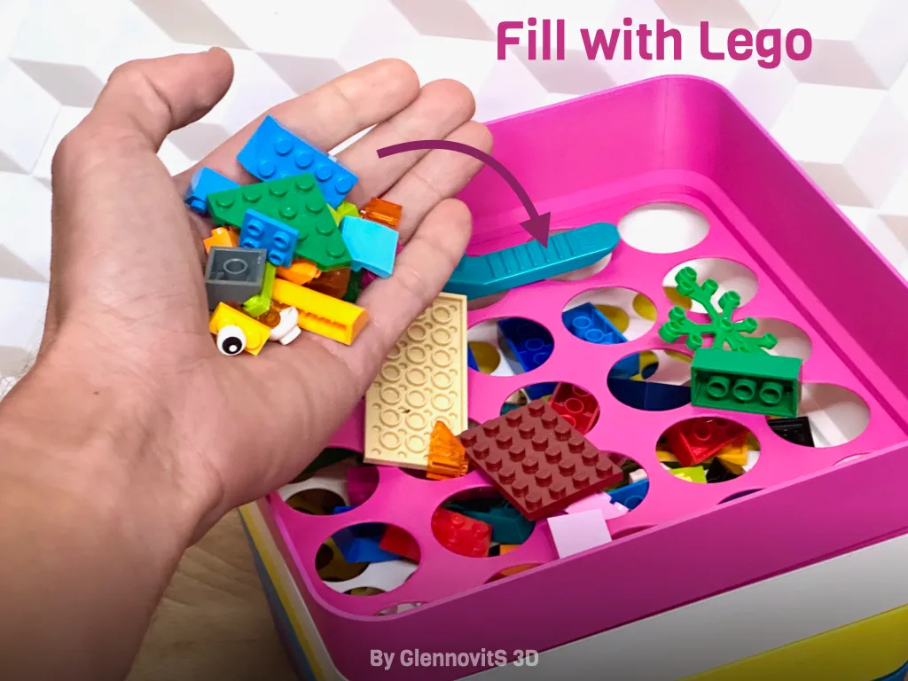 Brick Sorting Tray - stackable compact organizer view 4