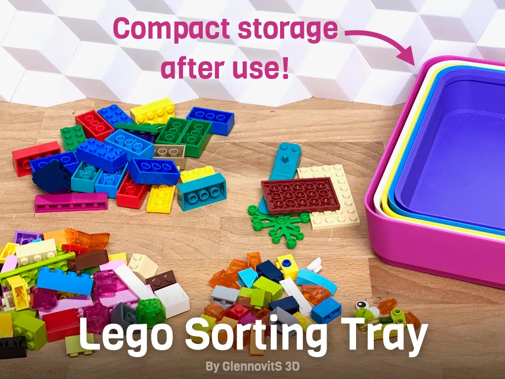 Brick Sorting Tray - stackable compact organizer view 3