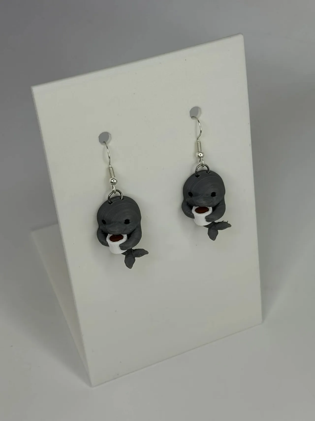 Tired Dolphin with Coffee Earrings view 2