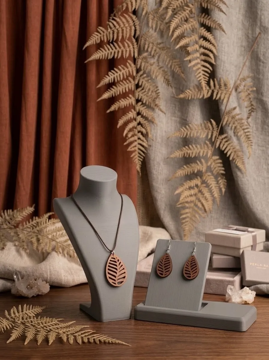 Botanical Jewelry Set: Necklace & Earrings view 2