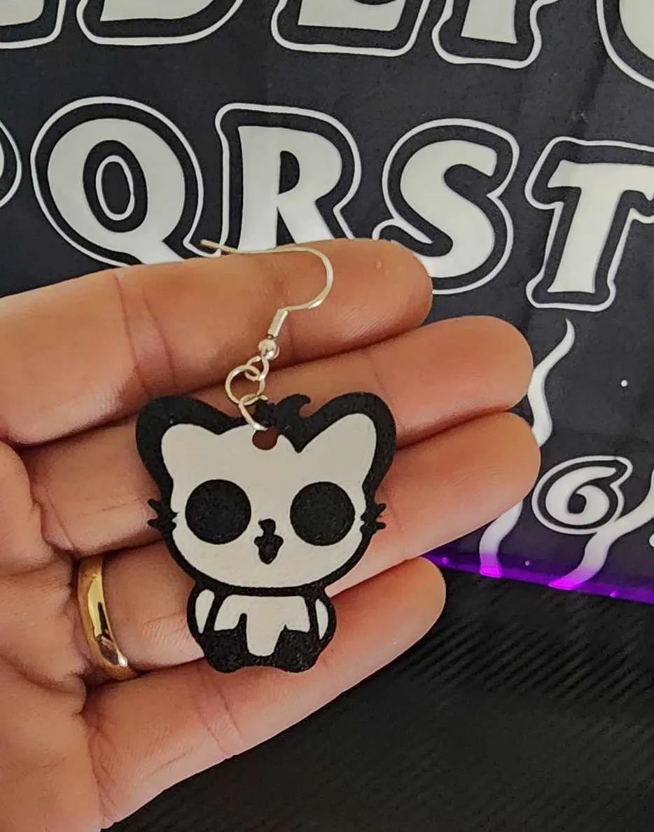 Cat earrings view 2