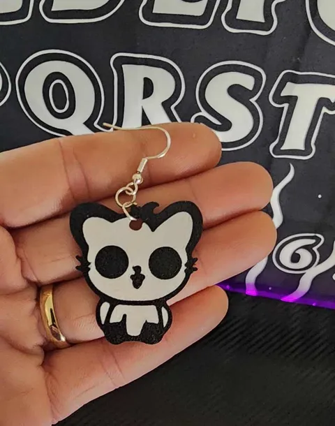 Cat earrings view 2