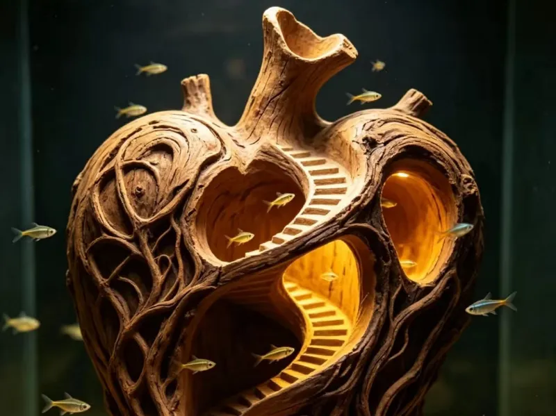 鱼缸造景 微景观造景 枯木树洞 幼鱼/爬宠躲避屋