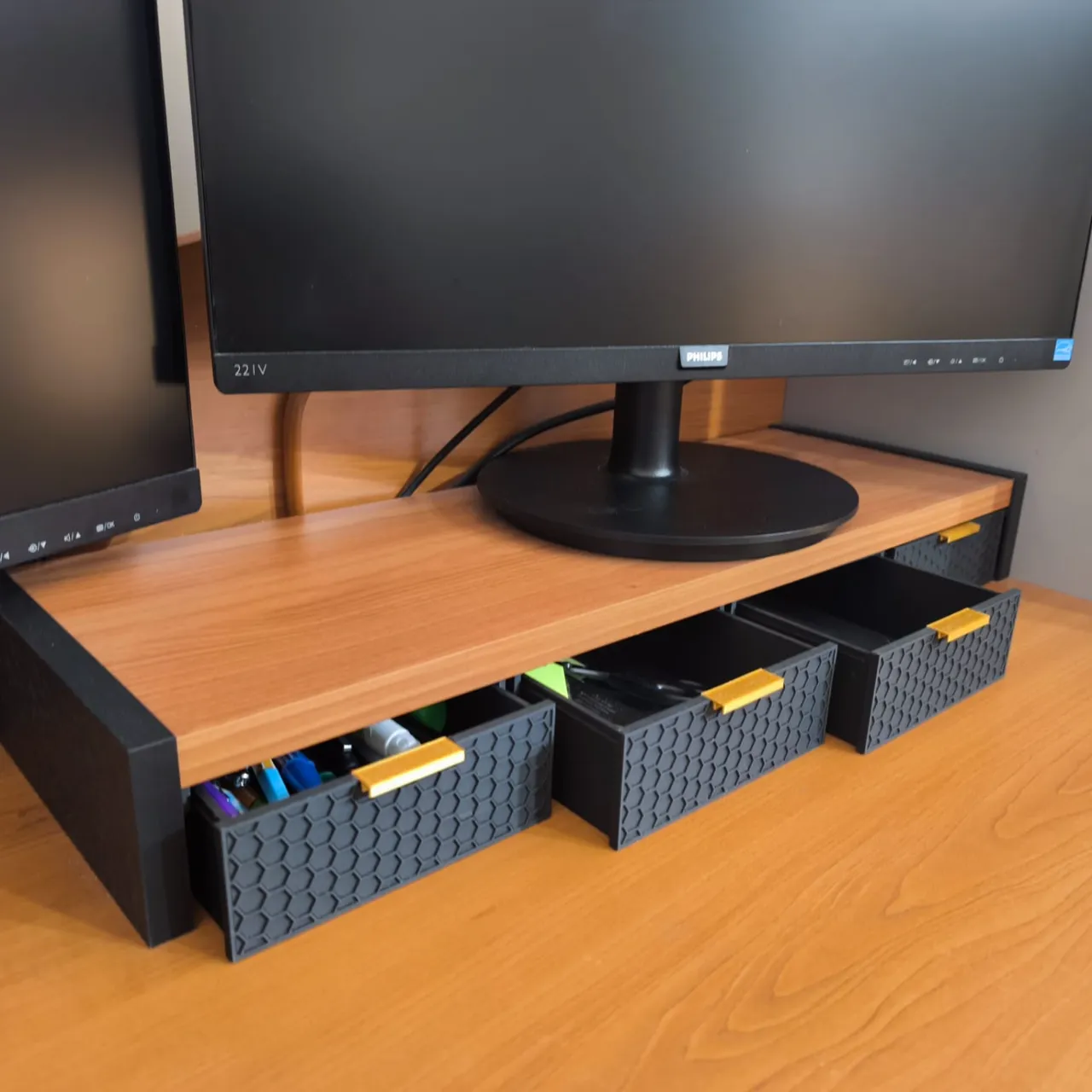 Monitor Riser - with drawers view 3