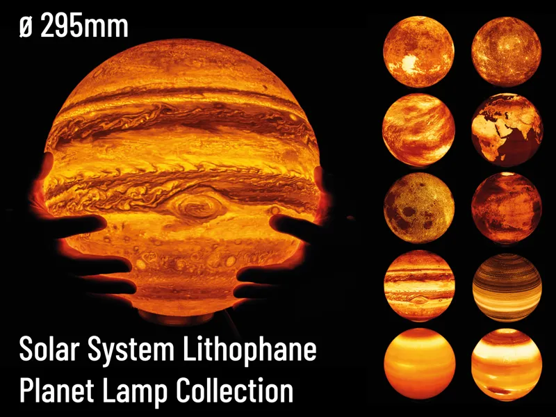 Solar System Lithophane Planet Lamps - ⌀295mm