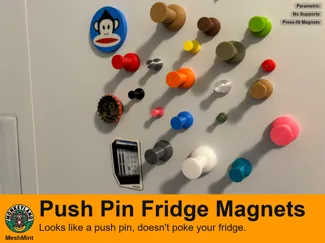 Push Pin Fridge Magnet (Parametric, No Glue)