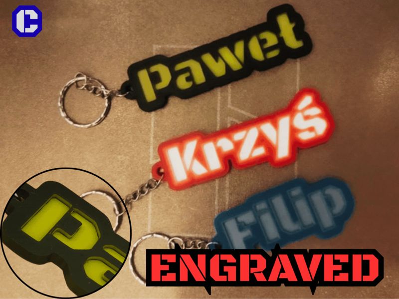 Customizable Engraved Keychain (recessed text)