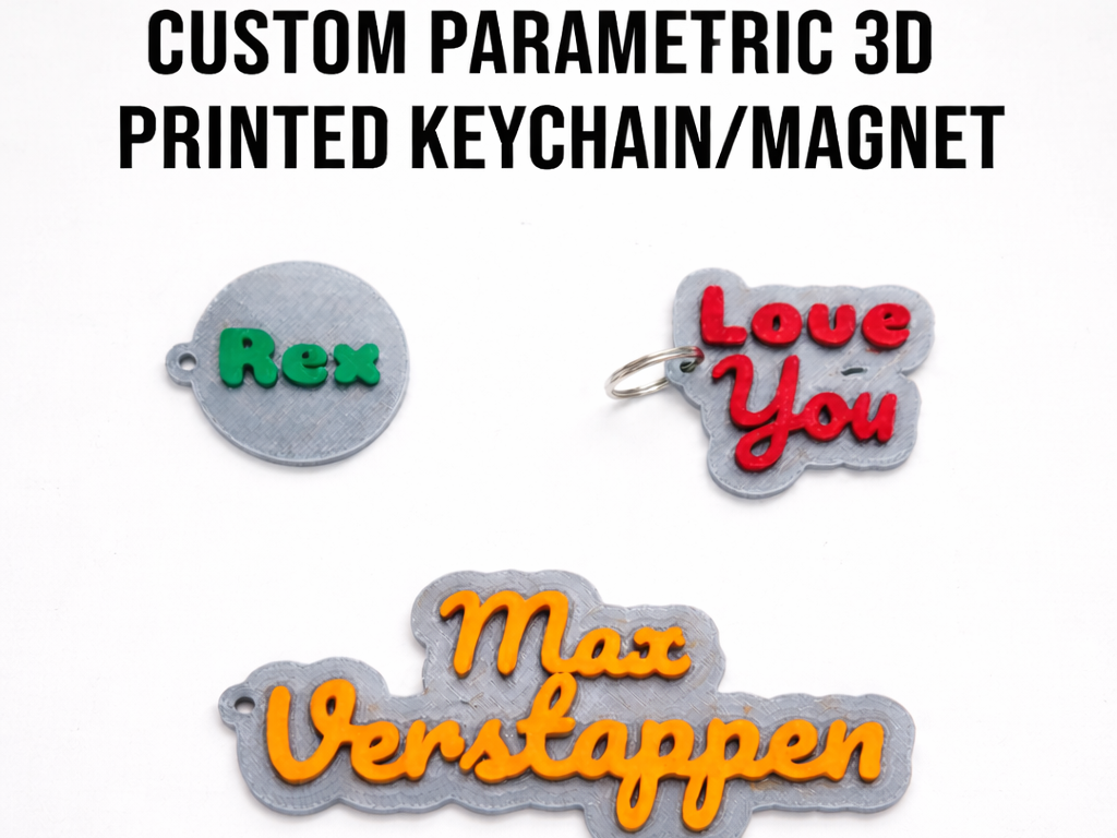 Customizable 2-Line Keychain  Fonts, Colors Magnet