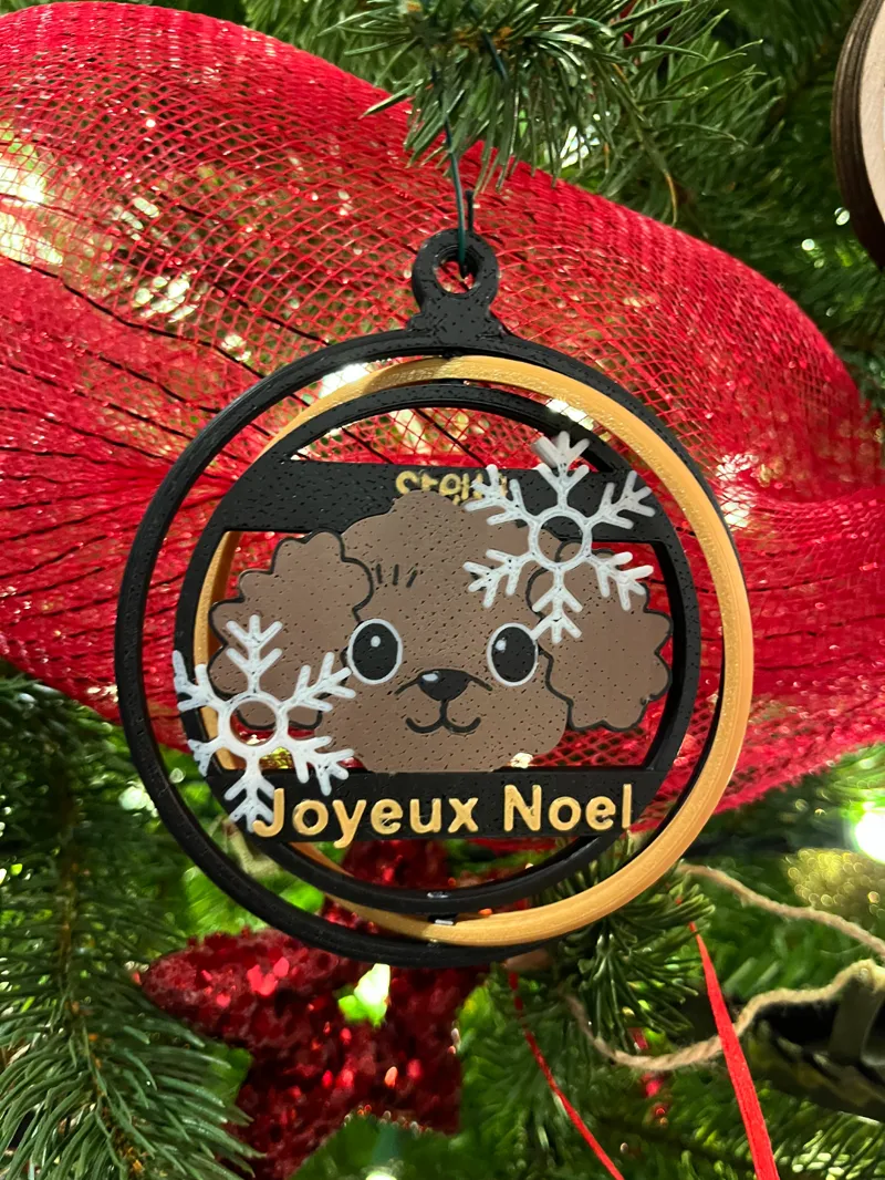 Poodle christmas ornament
