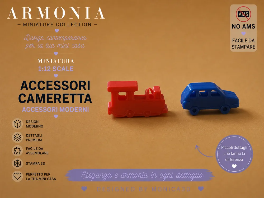 Modelo para impresión 3D: Macchina + Trenino –Accessori Cameretta Scala 1:12. Referencia del modelo original.