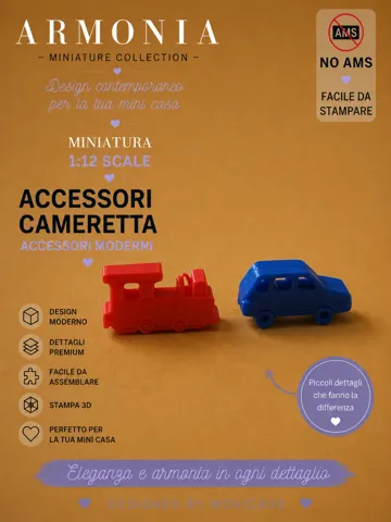 Modelo para impresión 3D: Macchina + Trenino –Accessori Cameretta Scala 1:12 — vista de referencia 2