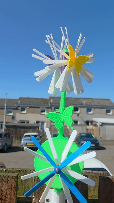 butterfly's and flowers windmill