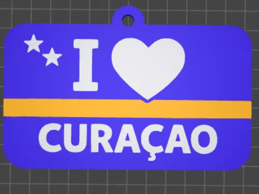 I Love Curaçao – Flag-Style Ornament / Luggage Tag