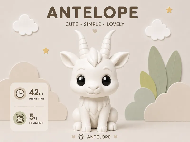 Minimalist and cute animal figurines - antelope