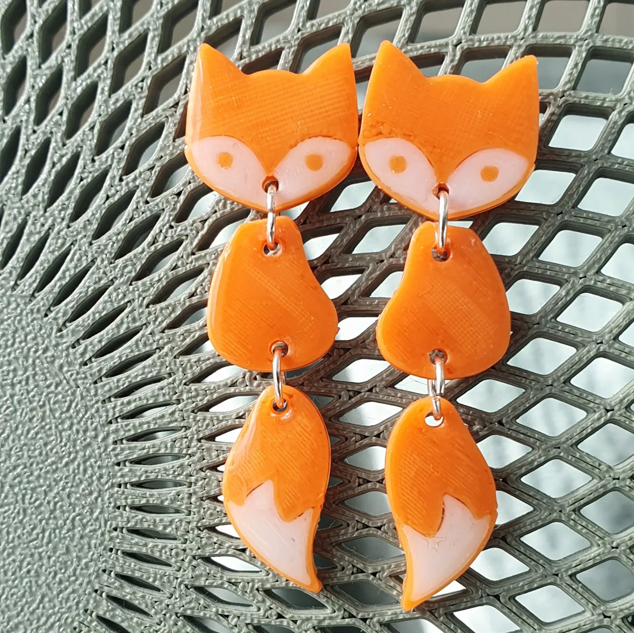 Lightweight Fox earrings AMS fast easy print view 2