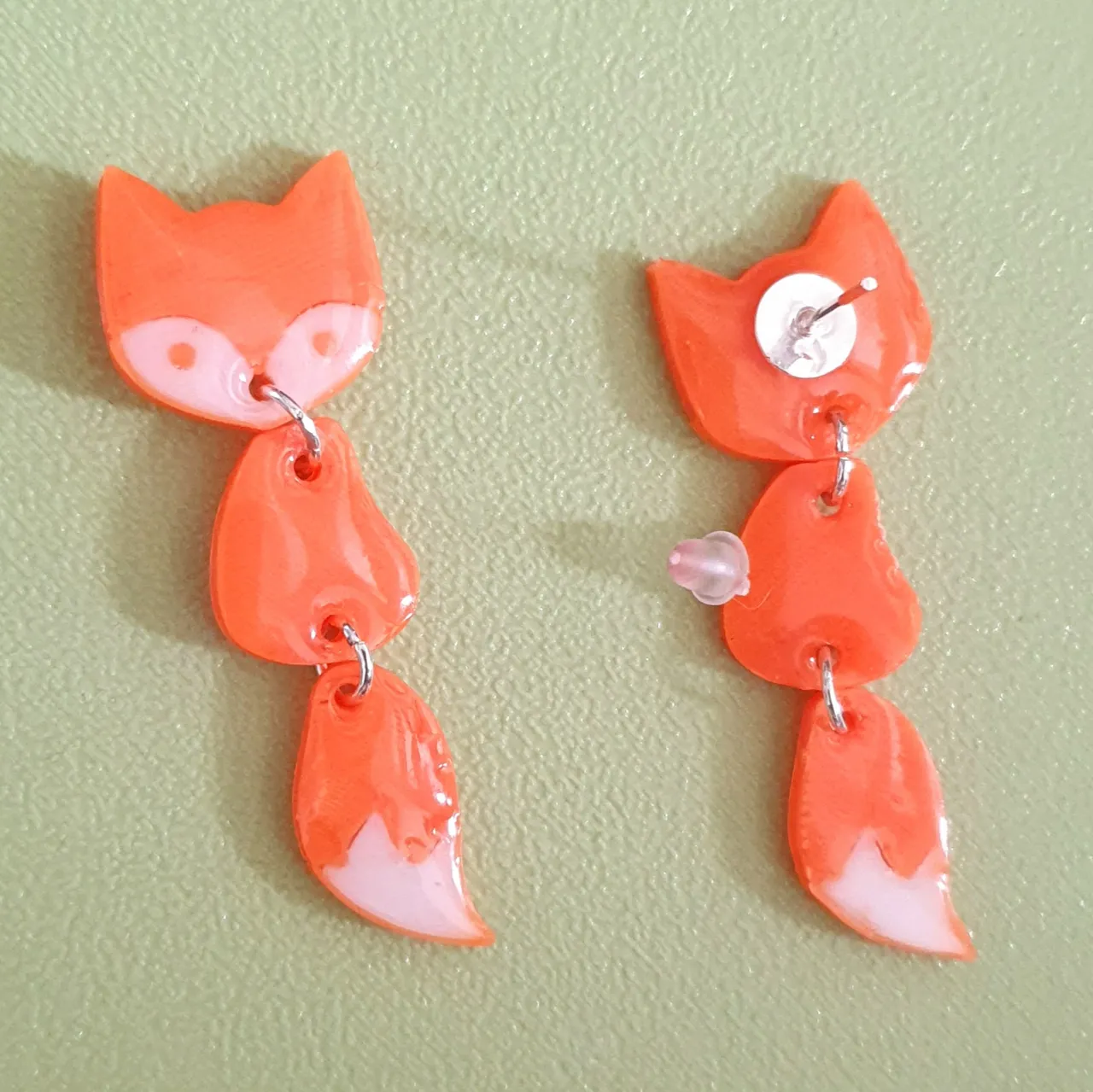 Lightweight Fox earrings AMS fast easy print view 3