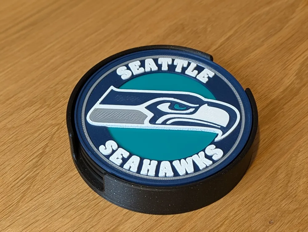 Seattle Seahawks - 3D Stackable Coaster - Free 3D Print Model - MakerWorld