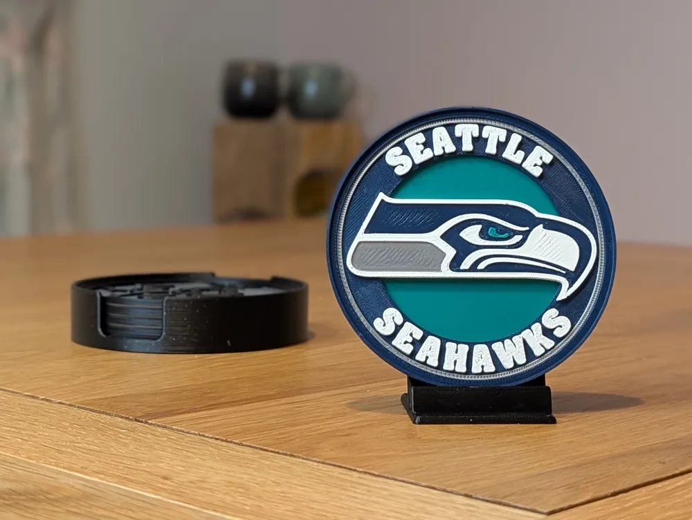 Seattle Seahawks - 3D Stackable Coaster - Free 3D Print Model - MakerWorld