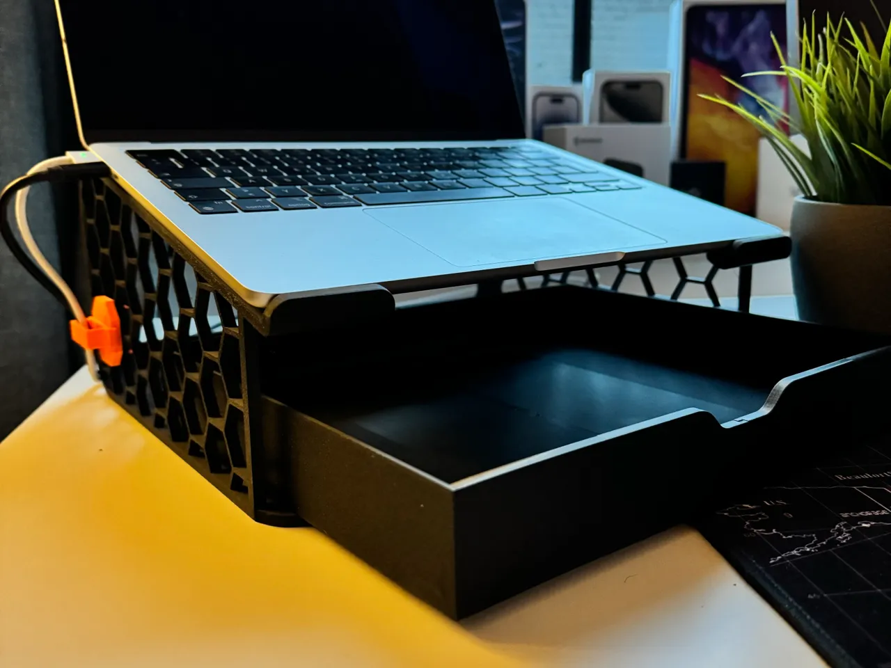 Laptop Stand with Tray and Cable Holder view 3