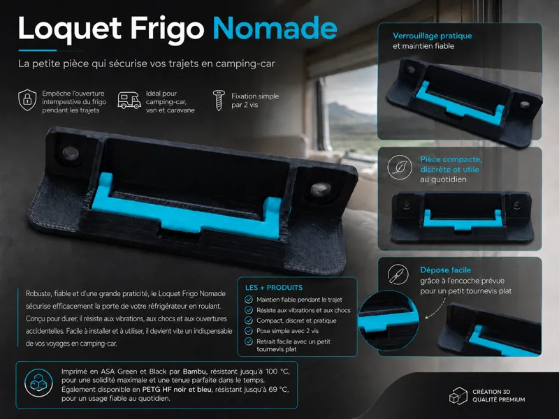 Loquet frigo nomade 