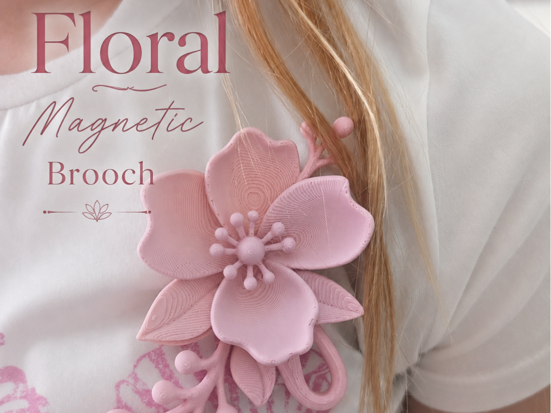 Floral Magnetic Brooch 3D model