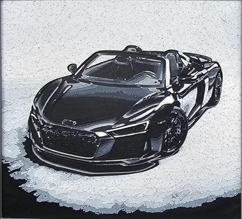 Audi R8 Spyder Hueforge in Black with top down