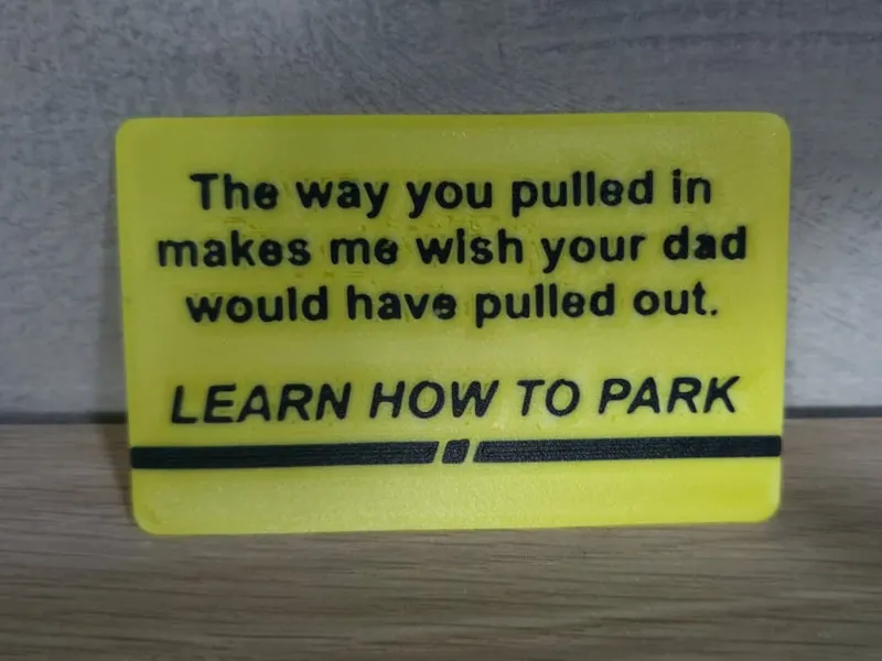 Parking card " learn how to park "
