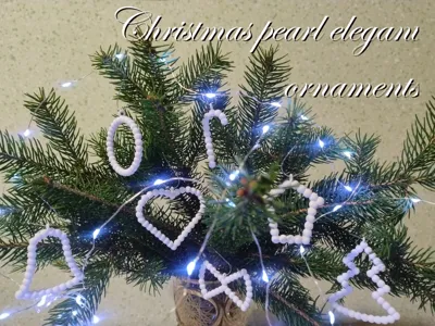 Christmas pearl ornaments - heart, tree, bell