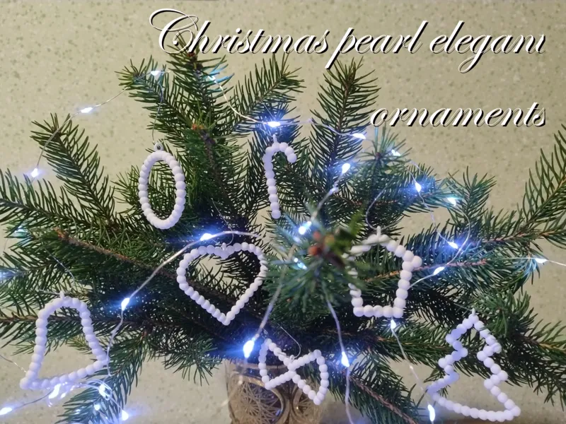 Christmas pearl ornaments - heart, tree, bell