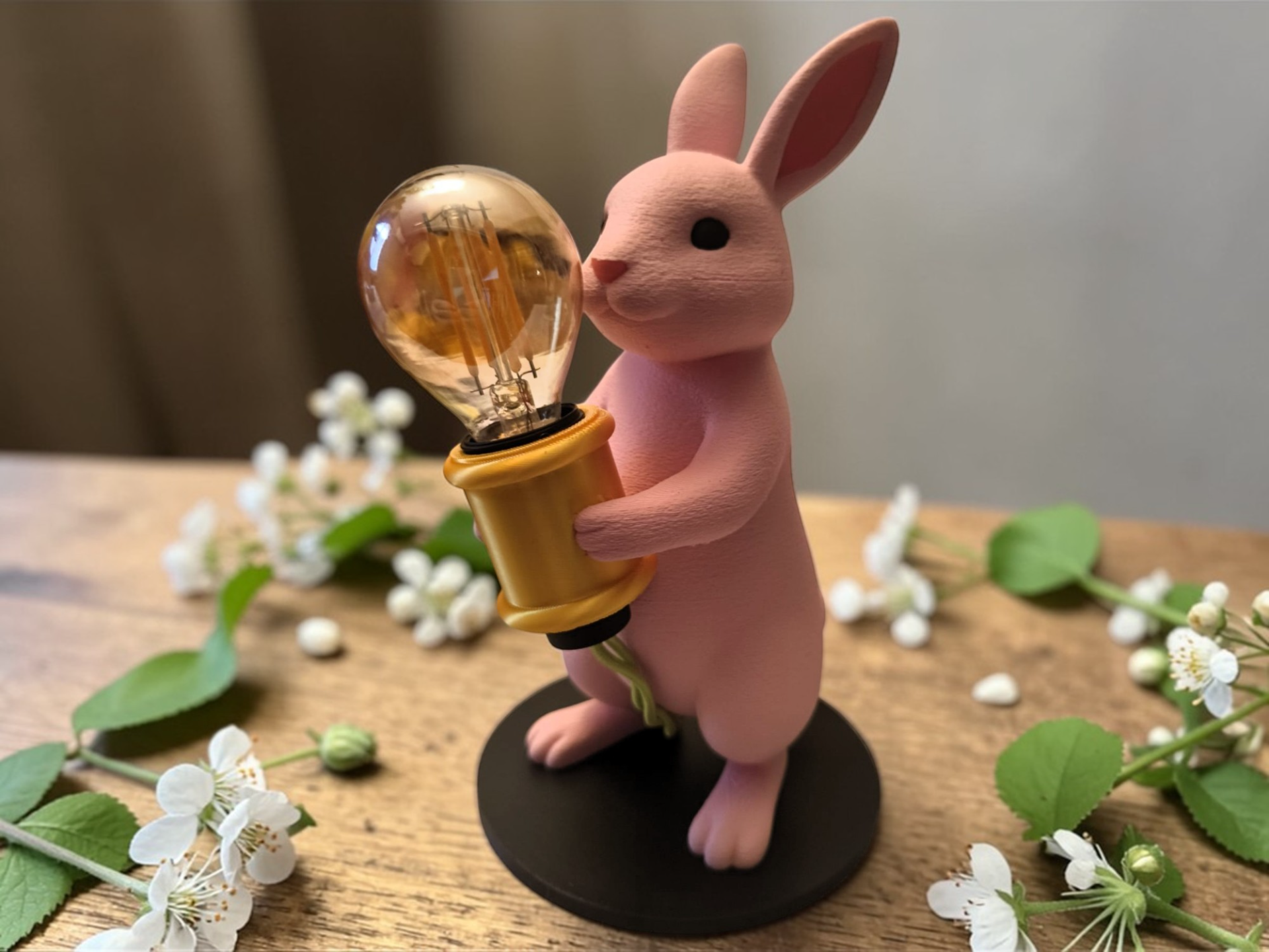 Easter Bunny Lamp - Fuzzy Skin 3D Printed Decor
