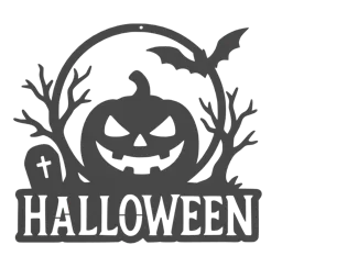 Halloween Ghost & Bats Wall Art