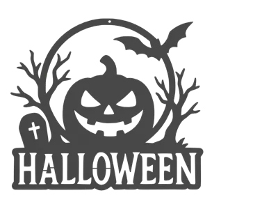 Halloween Ghost & Bats Wall Art