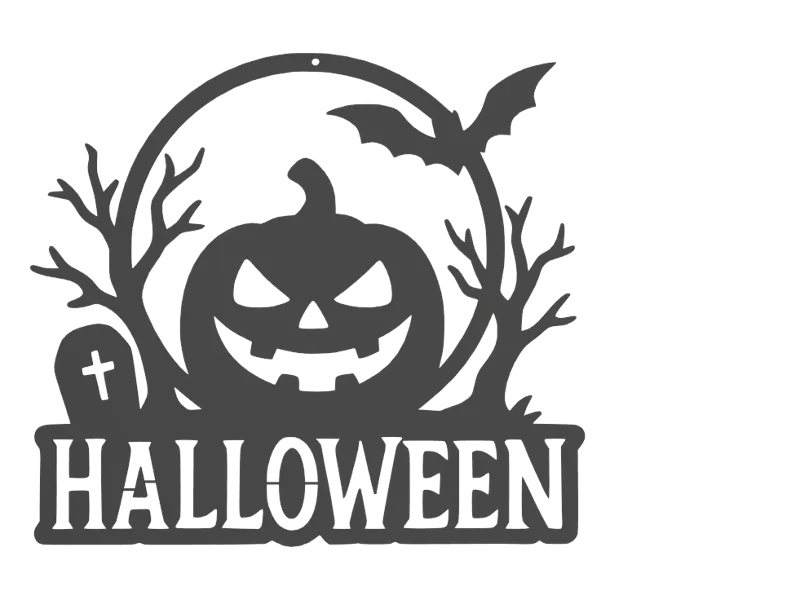 Halloween Ghost & Bats Wall Art