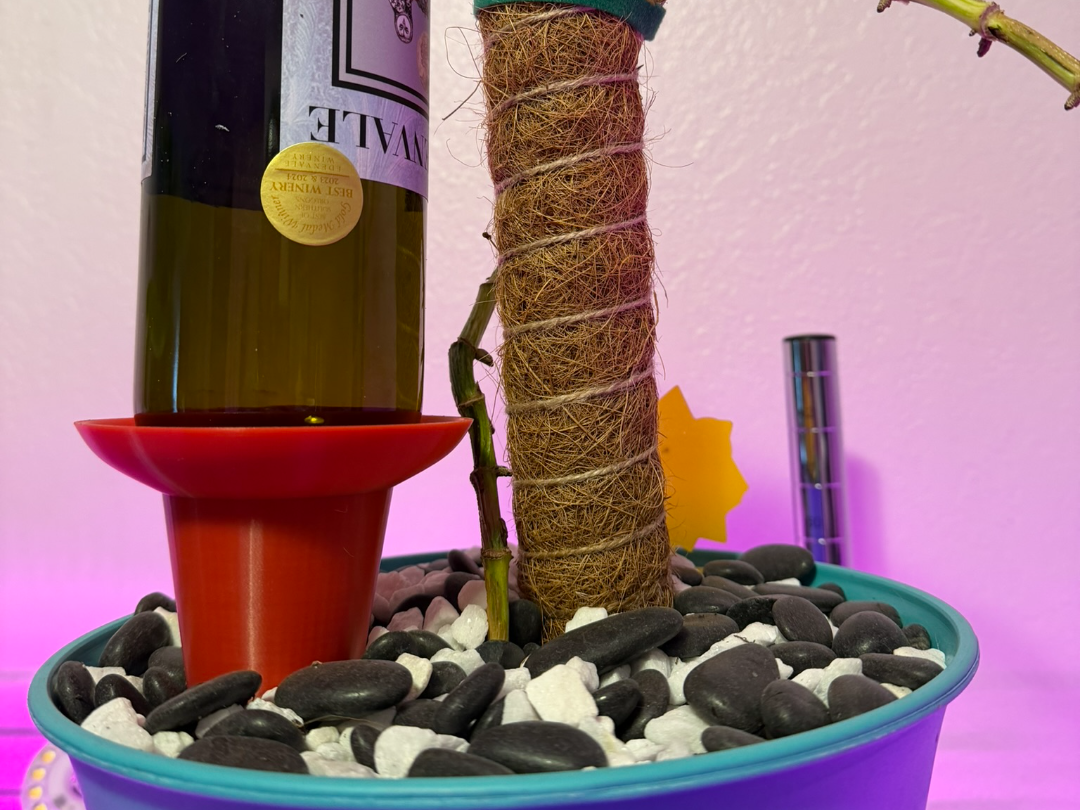 Wine bottle deep watering garden stake