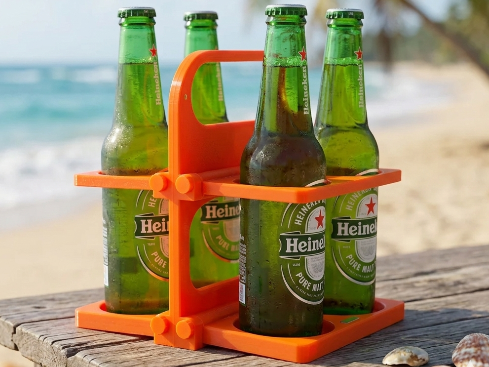 Foldable 4-Bottle Drinks Carrier (Beer,Cans,Cups)