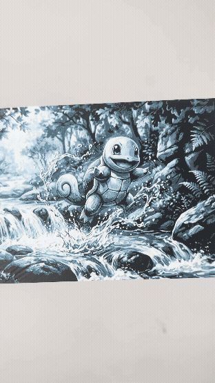 Forest Splash — Squirtle Monochrome Canvas Art