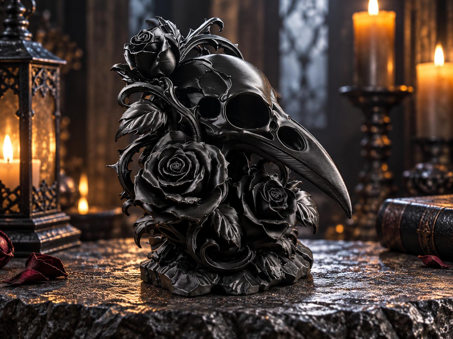 Blackthorn Raven – Gothic Skull & Roses 3D model by Balzac