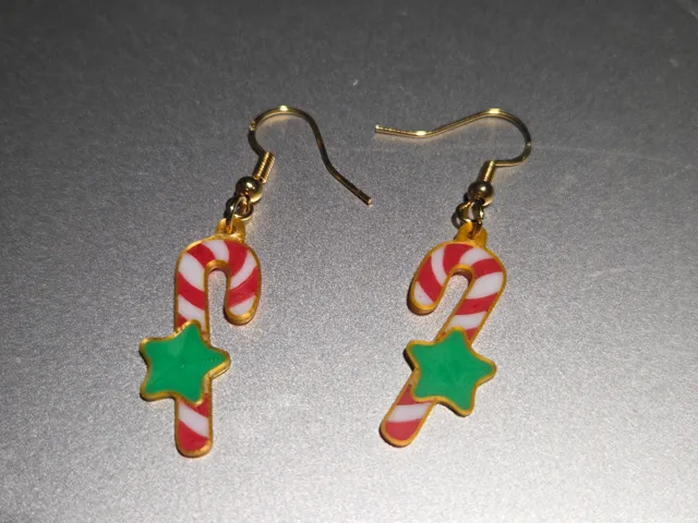 Candy Cane Star Earrings, with 67 Optional